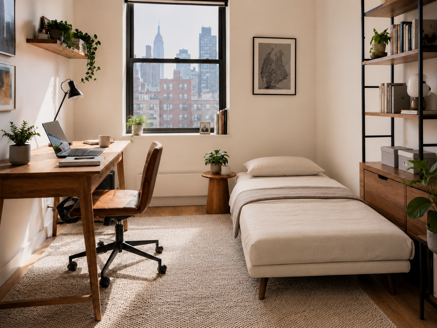sleeper chair convert into bed in office room for overnight guest